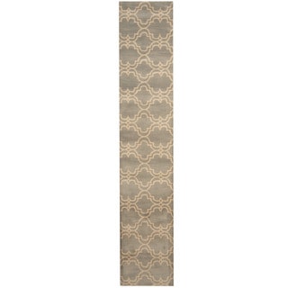 Herat Oriental Indo Hand-tufted Tibetan Gray/ Ivory Wool Runner (2'4 x 12')