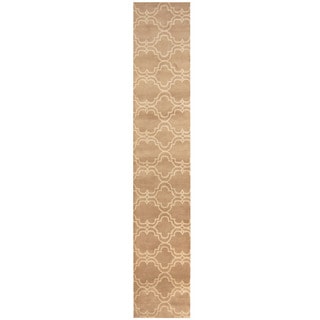 Herat Oriental Indo Hand-tufted Tibetan Beige/ Ivory Wool Runner (2'4 x 12')