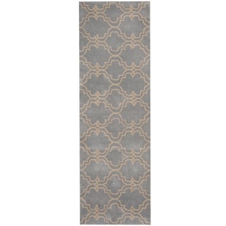 Herat Oriental Indo Hand-tufted Tibetan Light Gray/ Ivory Wool Runner (2'6 x 8')