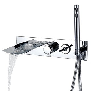 Sumerain Waterfall Wall-Mount Tub Faucet Set with Sprayer