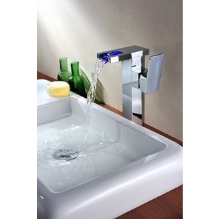 Sumerain Thermal LED Waterfall Single-Hole Vessell Bathroom Faucet