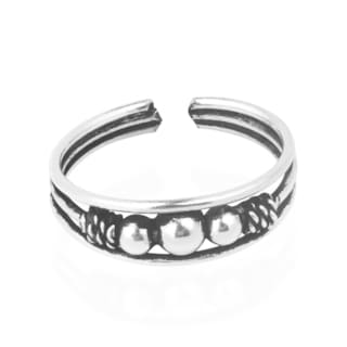 Trio Balls Balinese Sterling Silver Toe or Pinky Ring (Thailand)