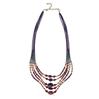 Alexa Starr Mutli-strand Red & Purple Glass Bead Necklace