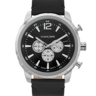 Alexander Dubois Men's Margaux Multi-textured and Layered Dial Watch with Black Leather Strap