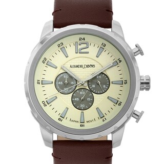 Alexander Dubois Men's Margaux Multi-textured and Layered Dial Watch with Brown Leather Strap