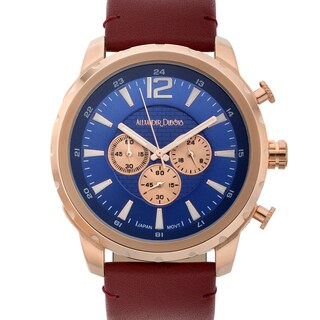Alexander Dubois Men's Margaux Multi-textured and Layered Dial Watch with Red Leather Strap