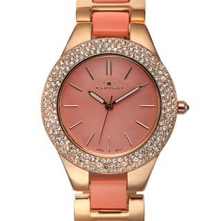 Tavan Women's Alvilda Pink Plastic Clear Crystal Accented Watch