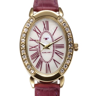 Tavan Women's Jeanne Mother of Pearl Watch with Red Leather Strap