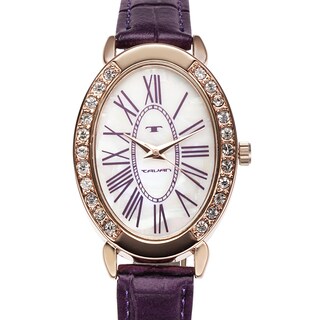 Tavan Women's Jeanne Mother of Pearl Watch with Purple Leather Strap