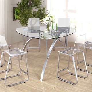 Furniture of America Miellis Contemporary Triangular Glass Top Counter Height Table