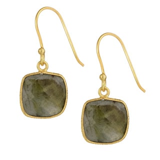 Saachi 18k Gold Clad Faceted Cushion Gemstone Earrings (India)