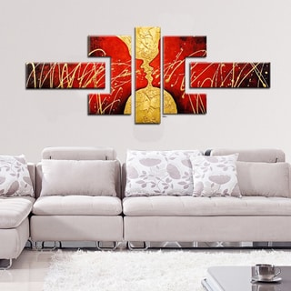 Hand-painted Red Abstract Canvas Painting 172