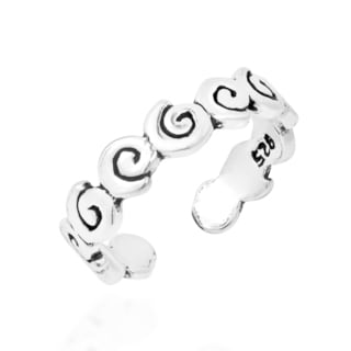 Swirl Summer Wave Band Sterling Silver Toe or Pinky Ring (Thailand)