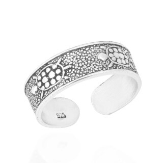 Mythic Marine Turtle Band Sterling Silver Toe or Pinky Ring (Thailand)