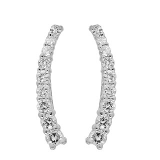 14k White Gold 1/4ct TDW Round Cut White Diamond Crawler Climber Earrings (I-J, I2-I3)
