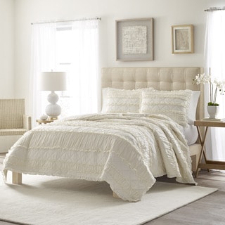 Stone Cottage Ivory Ruffled Cotton Quilt Set