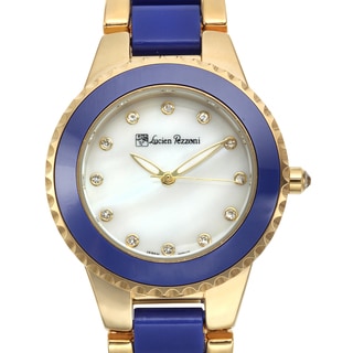 Lucien Pezzoni Women's Sacra Gold-tone Blue Mother of Pearl Watch