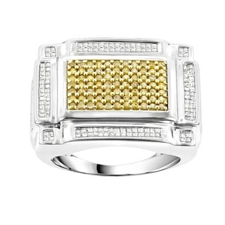 Luxurman 14k White Gold 1 1/2ct TDW Men's White Yellow Diamond Ring (H-I, SI1-SI2)