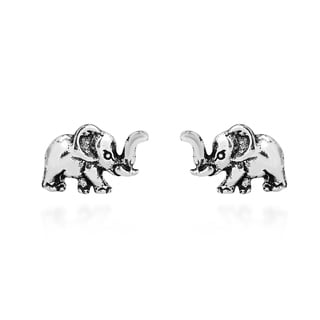 Adorable Petite Elephant Sterling Silver Stud Earrings (Thailand)