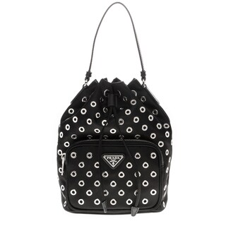 Prada Tessuto Vela Grommet Small Bucket Crossbody Bag