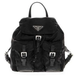 Prada Black Vela Mini Backpack/Shoulder Bag