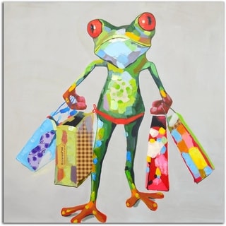 Gifts Shopping Frog Original Oil Painting on Canvas