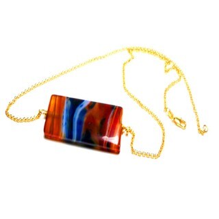 Trendy Agate Bar Rolo Necklace