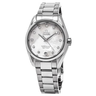 Omega Women's 231.10.34.20.55.002 'Aqua Terra' Mother of Pearl Diamond Dial Stainless Steel Swiss Automatic Small Watch