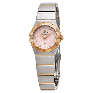 Omega Women's 123.20.24.60.57.003 'Constellation' Pink Mother of Pearl Diamond Dial Two Tone Swiss Quartz Watch