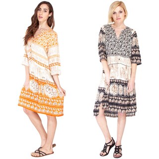 Indian Elephant Bohemian Peasant Dress (Nepal)