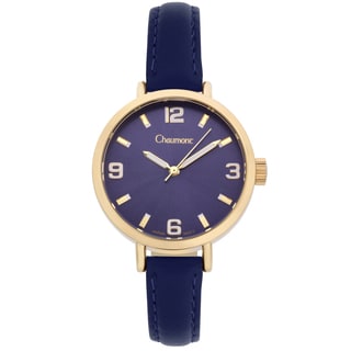 Chaumont Women's Blue Soft Leather Sona Brushed Finish Dial Watch