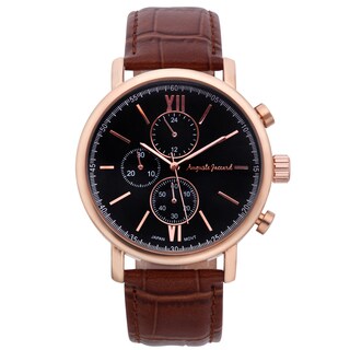 Auguste Jaccard Men's Accordini Multi-function Watch with Brown Genuine Leather Strap