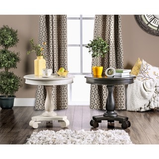 Furniture of America Madelle Traditional Pedestal Base Round Side Table