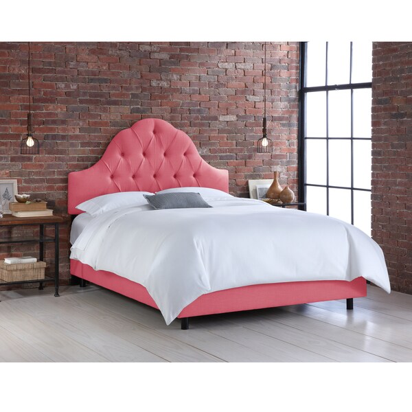 Skyline Furniture Coral Linen Arched Tufted Bed