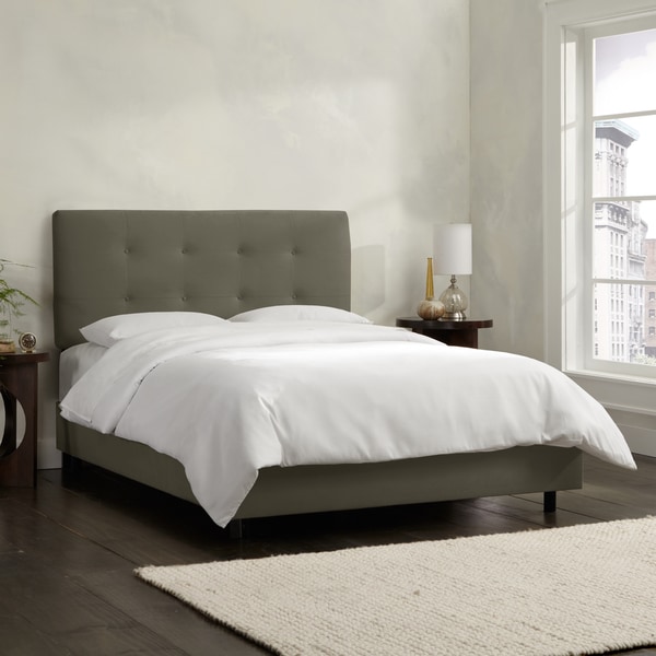 Skyline Furniture Pewter Velvet Tufted Bed