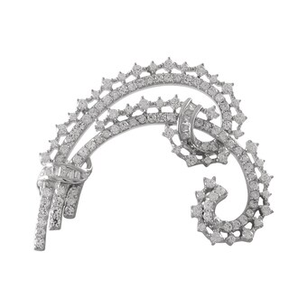 Sterling Silver White Cubic Zirconia Spiral Pin Brooch