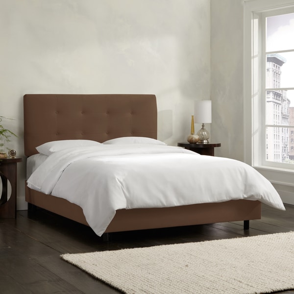 Skyline Furniture Chocolate Velvet Tufted Bed
