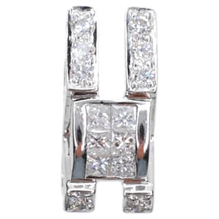 Kabella 18k White Gold 2/5ct TDW Princess and Round Diamond Simple Geo Pendant (G-H, SI1-SI2)