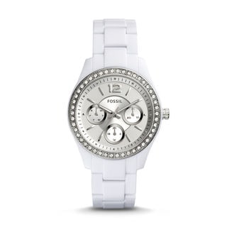 Fossil Women's ES3813 Stella Multi-Function Silver Dial White Resin Bracelet Watch