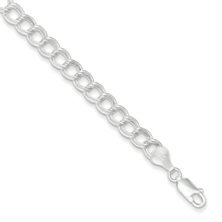 Sterling Silver 6mm Double Link Charm Bracelet