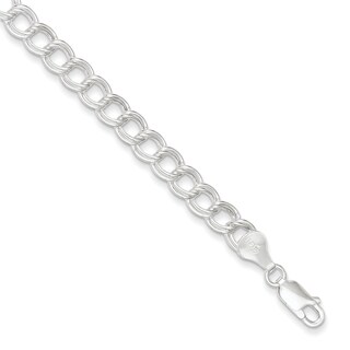 Sterling Silver 6mm Double Link Charm Bracelet