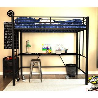 DHP Twin Metal Loft Bed with Desk