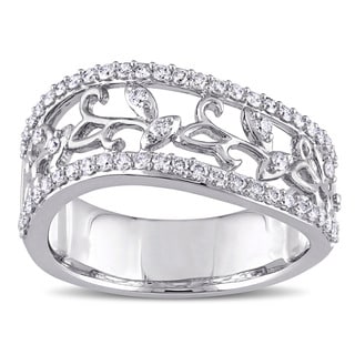 Miadora Signature Collection 14k White Gold 1/2ct TDW Diamond Filigree Vine Anniversary Ring (G-H, I1-I2)