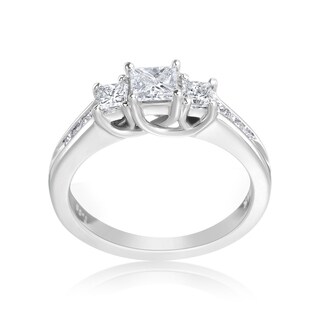 Andrew Charles 14k White Gold 1ct TDW 3-Stone Princess Cut Ring (H-I, SI2-I1)