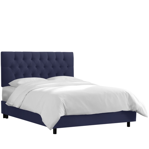 Skyline Furniture Navy Velvet Tufted Bed