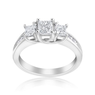 Andrew Charles 14k White Gold 1 1/2ct TDW 3-stone Diamond Princess Ring (H-I, SI2-I1)