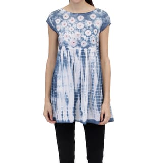 La Cera Women's Voile Tie-Dyed Tunic Top