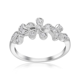 Andrew Charles 14k White Gold 1/5ct TDW Diamond Flower RIng (H-I, SI2-I1)