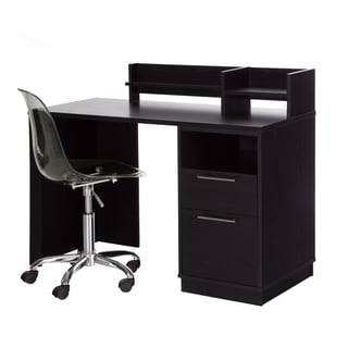 South Shore Academic Black Oak Desk with Clear Office Chair