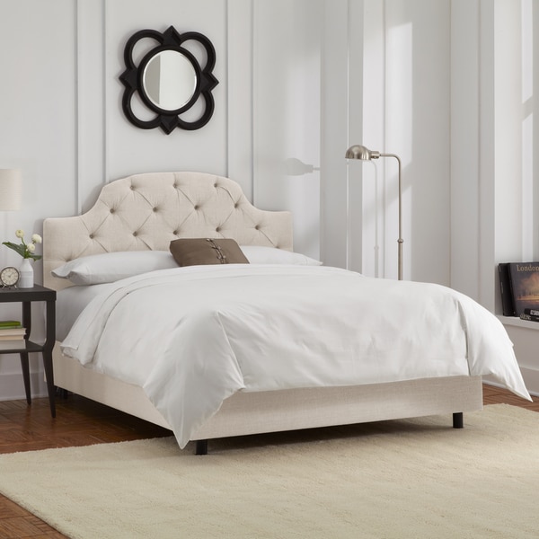 Skyline Furniture Talc Linen Tufted Bed